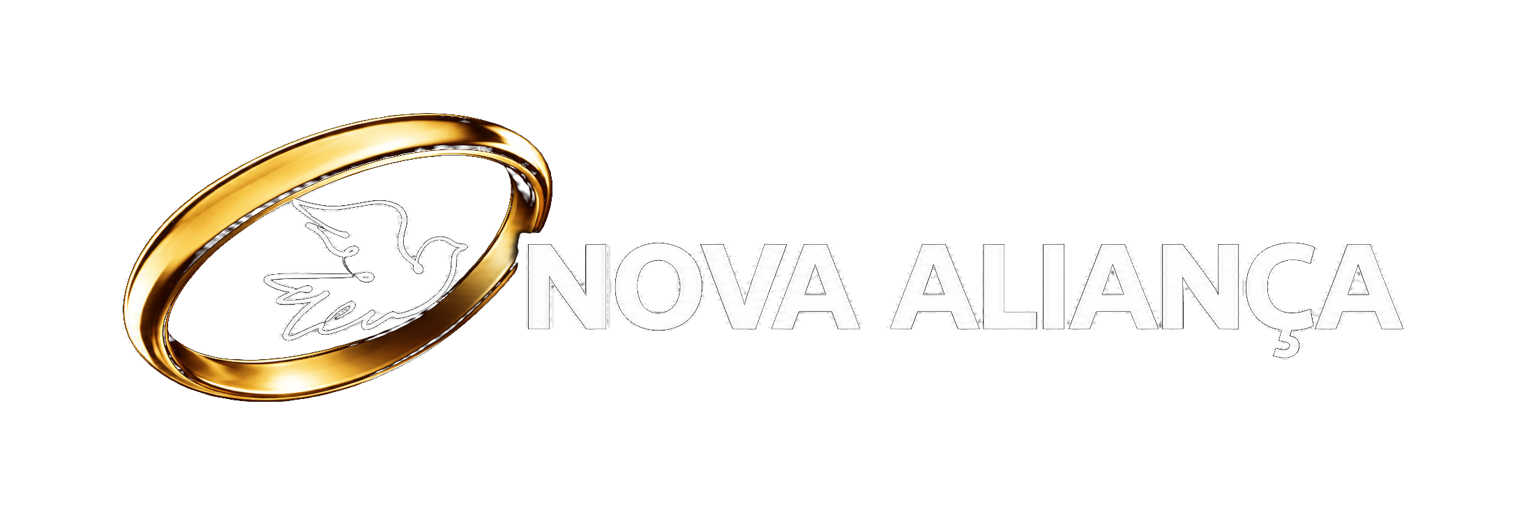 Logo horizontal dourado negativo para fundo escuro